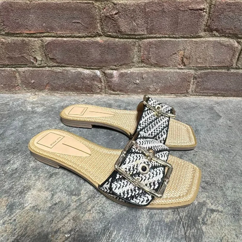 Dolce Vita Ilexa Cream & Black Slip On Sandal Size 8